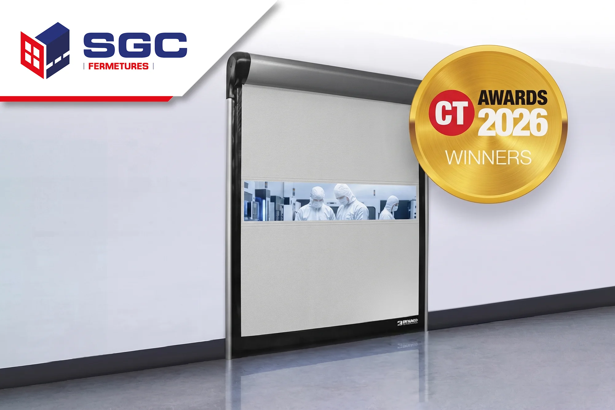 Porte rapide D-313 CL4 de Dynaco récompensée par le Cleanroom Innovation Award pour les salles blanches ISO 14644-1 Classe 4